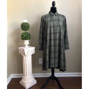 Green Long Flannel Shirt/ Dress